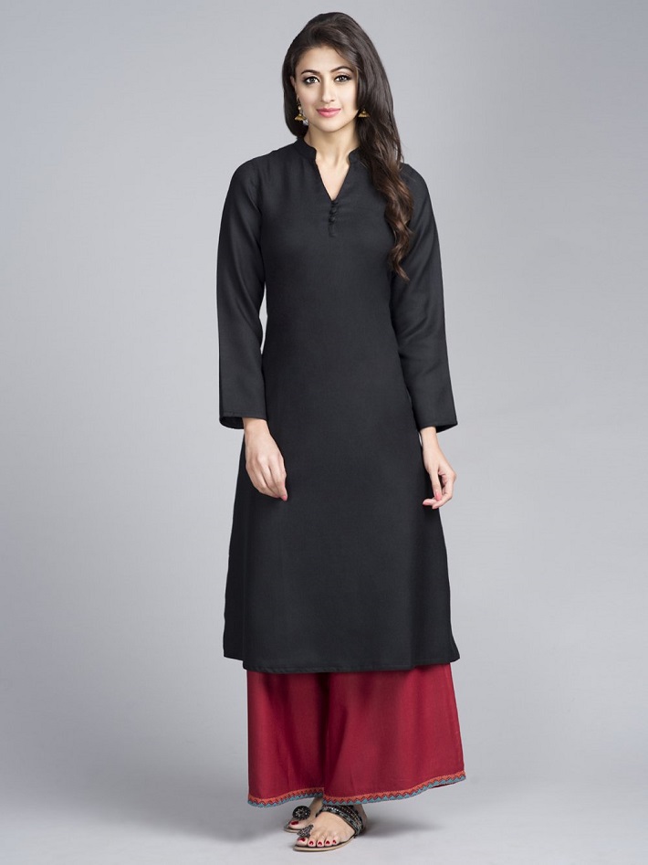 fabindia black silk kurta